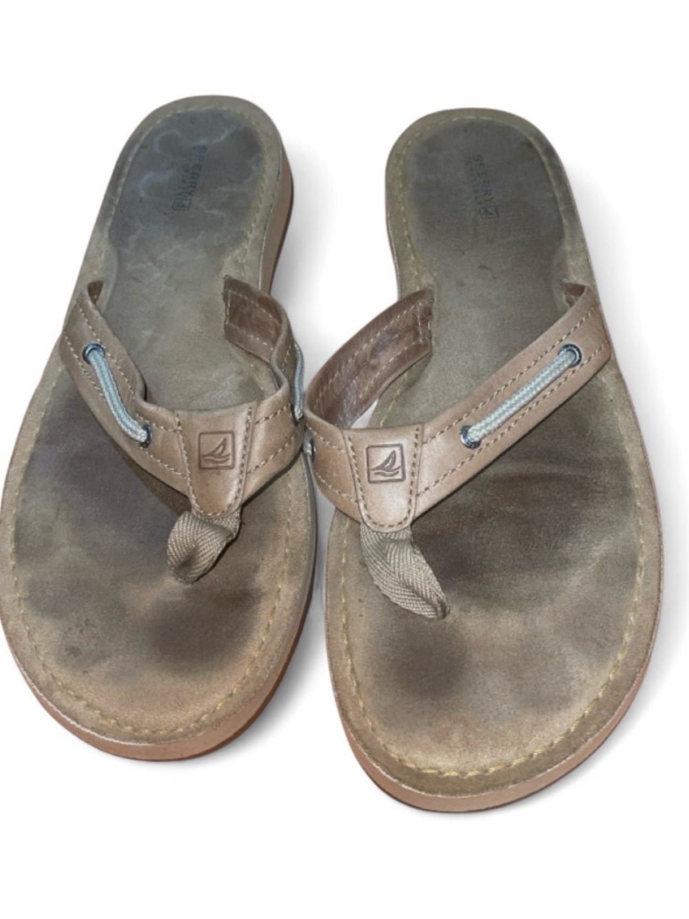 Sperry Tan Leather Thong Sandals